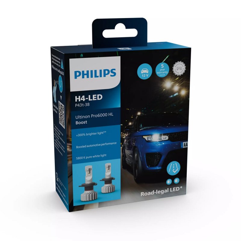 Philips Ultinon Pro6000 Boost H4 LED mit Zulassung 11342U60BX2